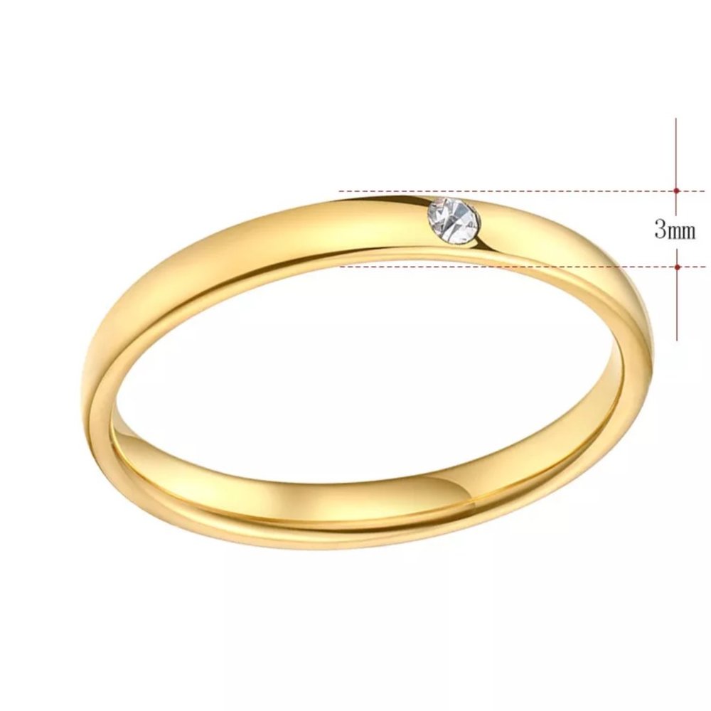 Minimalist Gold Dainty Cubic Zirconia Ring - Picture 8 of 9